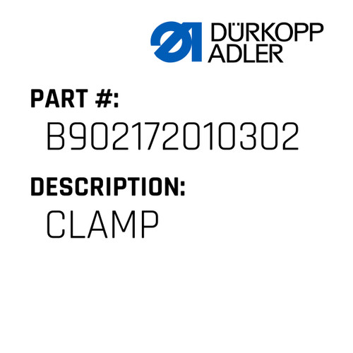 Clamp For Dürkopp Adler Original Part Number B90.217201.03.02