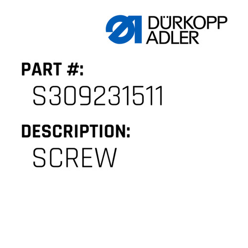 Screw For Dürkopp Adler Original Part Number S309 231511
