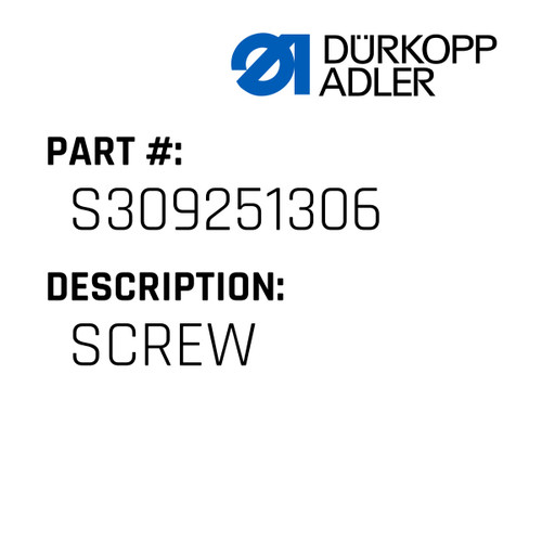 Screw For Dürkopp Adler Original Part Number S309 251306