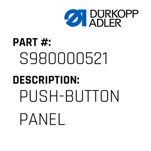 Push-Button Panel For Dürkopp Adler Original Part Number S980 000521