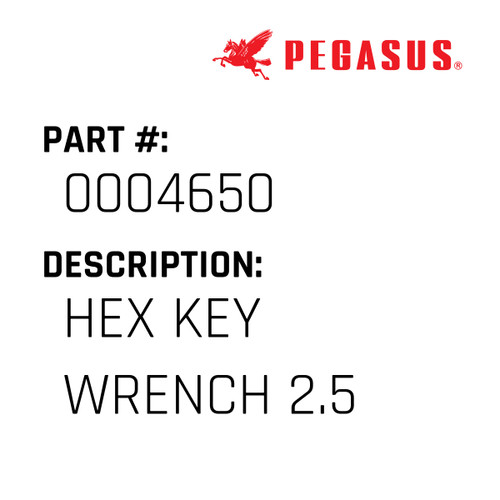 Hex Key Wrench 2.5 Part Number 000465000009 for Pegasus Sewing Machine Model S52 Series