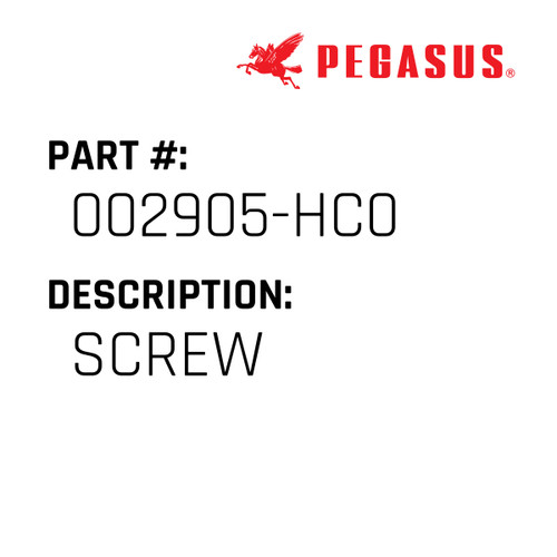 Screw Part Number 002905-HC009 for Pegasus Sewing Machine Model E52 Series