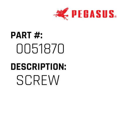 Screw Part Number 005187000009 for Pegasus Sewing Machine Model W500 Series