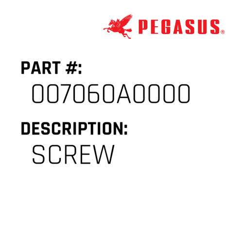 Screw Part Number 007060A00009 for Pegasus Sewing Machine Model W2600 Series