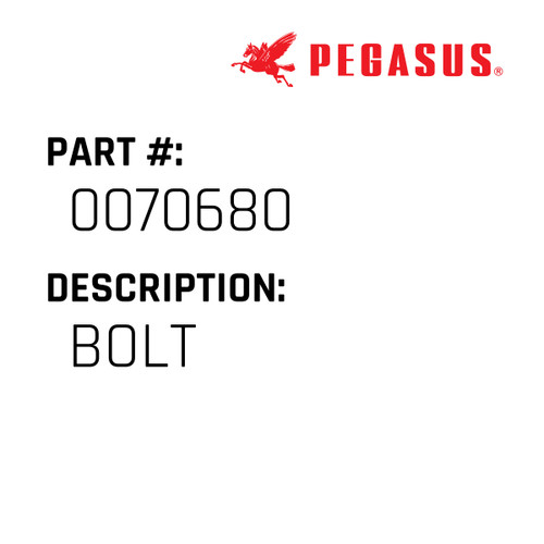 Bolt Part Number 007068000009 for Pegasus Sewing Machine Model S52 Series