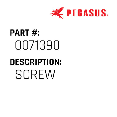Screw Part Number 007139000009 for Pegasus Sewing Machine Model W600/RP Series