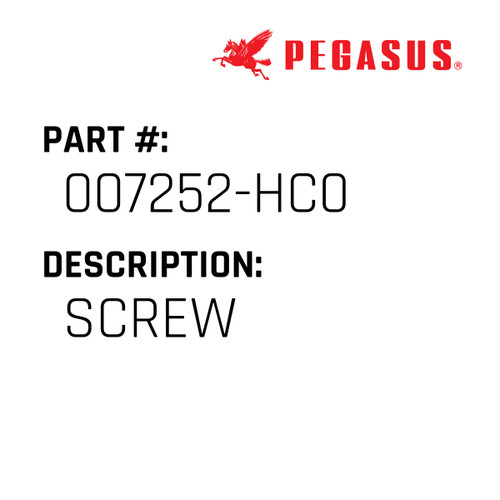 Screw Part Number 007252-HC009 for Pegasus Sewing Machine Model TM625 Series