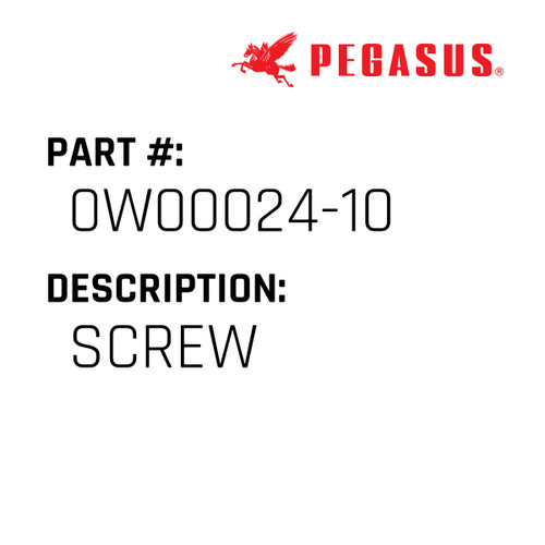 Screw Part Number 0W00024-1009 for Pegasus Sewing Machine Model W500 Series