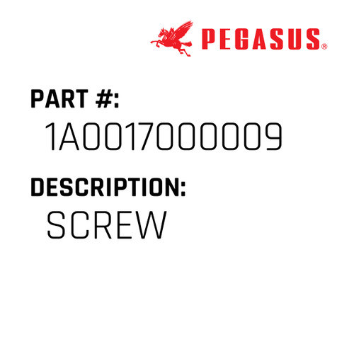Screw Part Number 1A0017000009 for Pegasus Sewing Machine Model FS700P-W Series