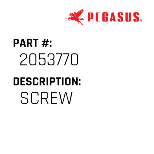 Screw Part Number 205377000009 for Pegasus Sewing Machine Model DCR-608 Series