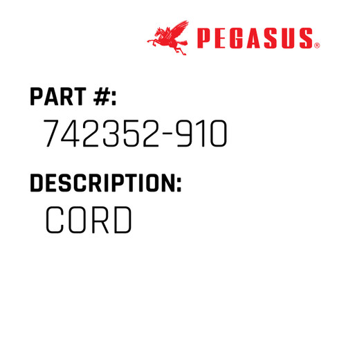 Cord Part Number 742352-91009 for Pegasus Sewing Machine Model W600/UT318 Series