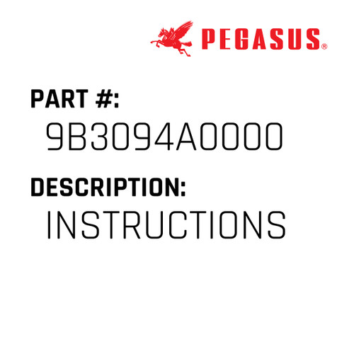 Instructions Part Number 9B3094A00009 for Pegasus Sewing Machine Model EX5200/BT Series