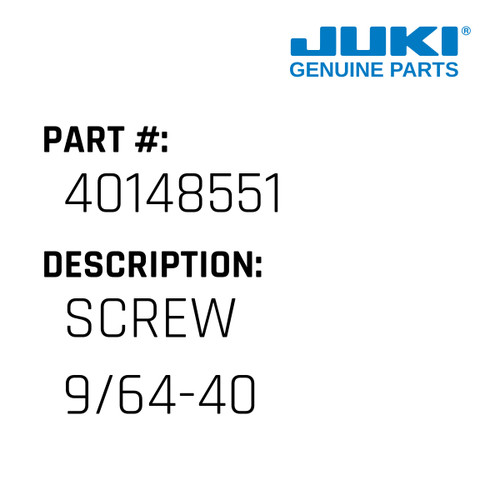 Screw 9/64-40 - Juki #40148551 Genuine Juki Part