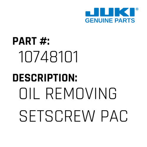 Oil Removing Setscrew Packing - Juki #10748101 Genuine Juki Part