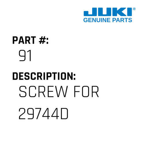 Screw - Juki #91 Genuine Juki Part