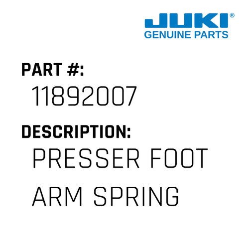 Presser Foot Arm Spring - Juki #11892007 Genuine Juki Part