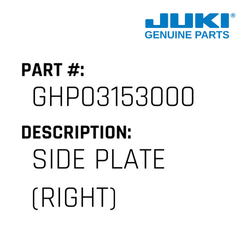 Side Plate - Juki #GHP03153000 Genuine Juki Part