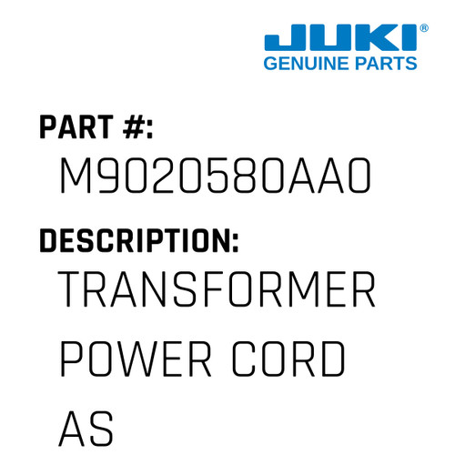 Transformer Power Cord Asm.,A - Juki #M9020580AA0 Genuine Juki Part