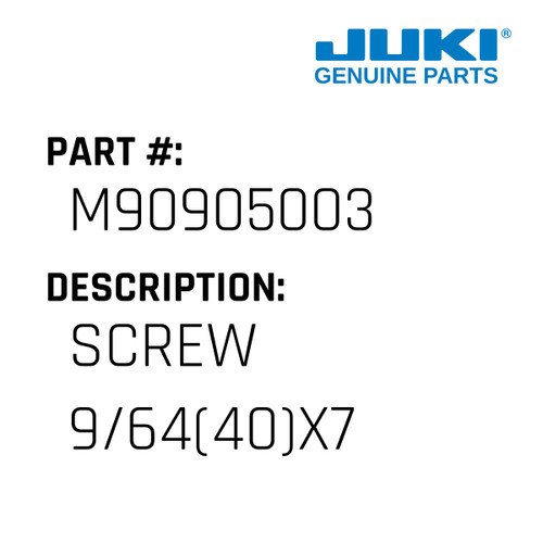 Screw 9/64 - Juki #M90905003 Genuine Juki Part