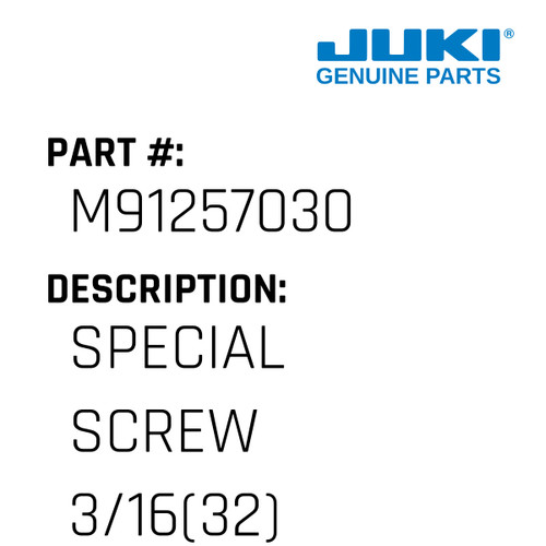 Special Screw 3/16 - Juki #M91257030 Genuine Juki Part