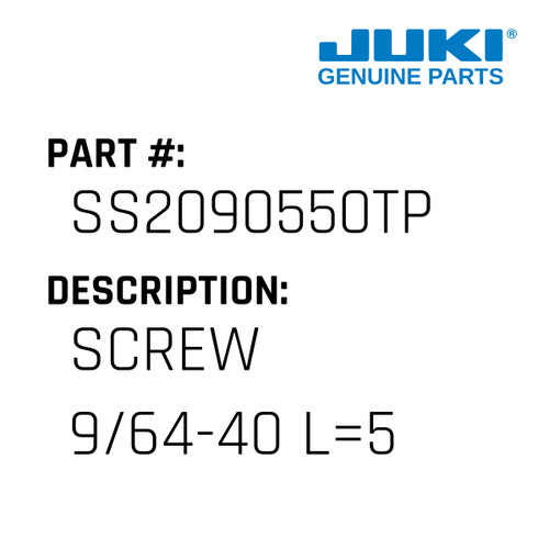 Screw 9/64-40 L=5 - Juki #SS2090550TP Genuine Juki Part