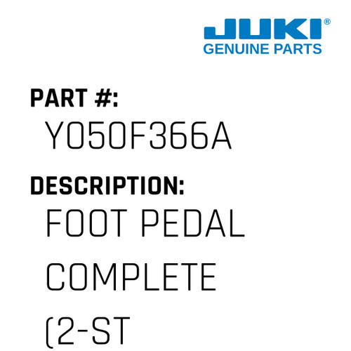 Foot Pedal Complete - Juki #Y050F366A Genuine Juki Part