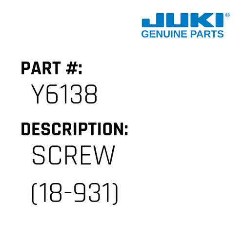 Screw - Juki #Y6138 Genuine Juki Part