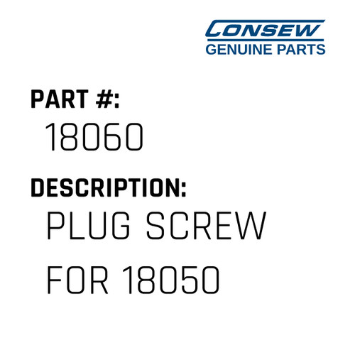 Plug Screw For 18050 - Consew #18060 Genuine Consew Part