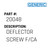 Deflector Screw F/Ca - Generic #20048