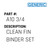 Clean Fin Binder Set - Generic #A10 3/4