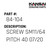 Kansai Special (Japan) Part #84-104 SCREW SM11/64 PITCH 40 (DISCON 07/2021