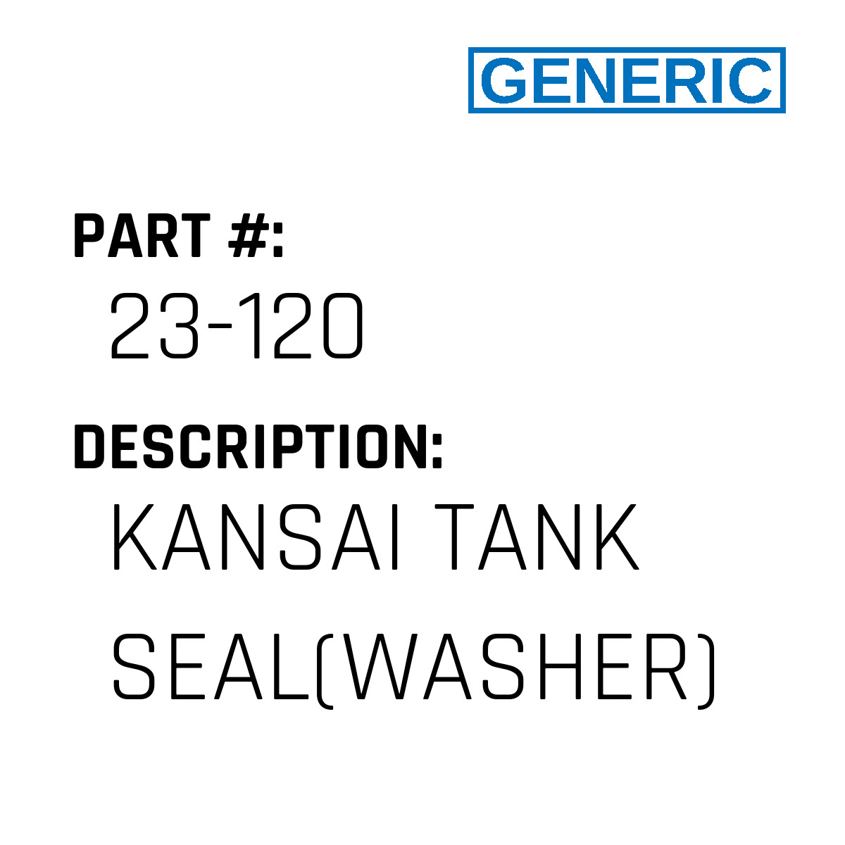 Kansai Tank Seal(Washer) - Generic #23-120 - Jacksew Parts Store