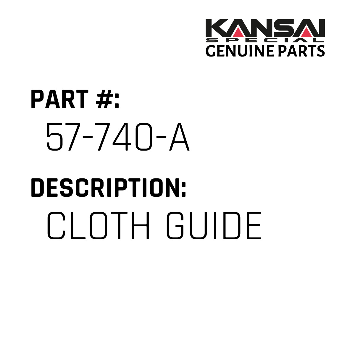Cloth Guide - Kansai Special #57-740-A - Jacksew Parts Store