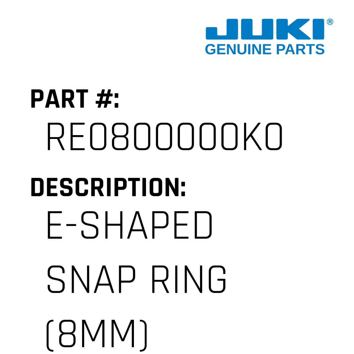 E-Shaped Snap Ring - Juki #RE0800000K0 - Jacksew Parts Store