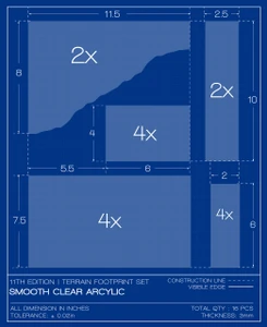 Matched Play Terrain Footprint Set (Clear Acrylic) | 11th Edition