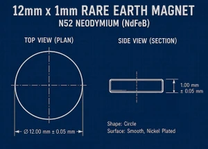 Neodymium Magnets (12x1mm) | Rare Earth Disc (N52)