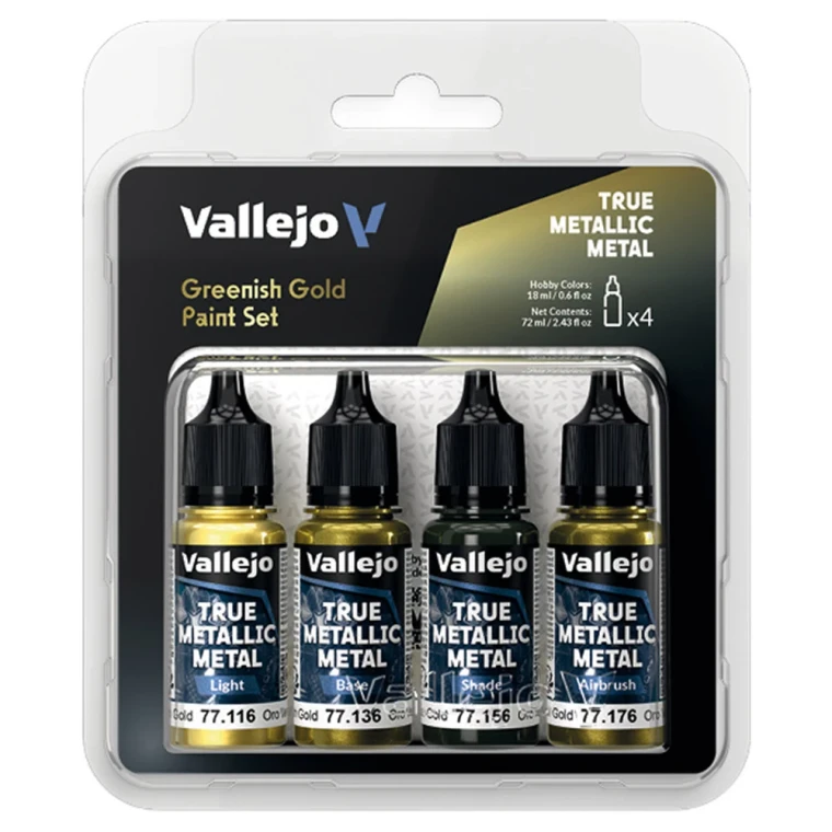 Vallejo True Metallic Metal Greenish Gold Paint Set (4 x 18ml)