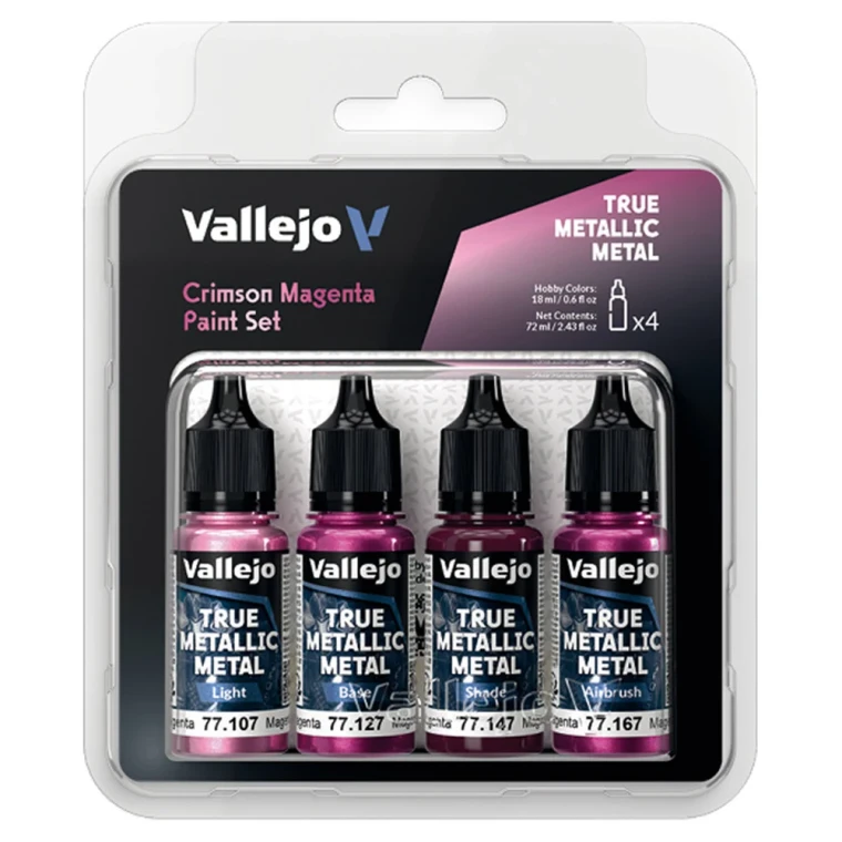 Vallejo True Metallic Metal Crimson Magenta Paint Set (4 x 18ml)