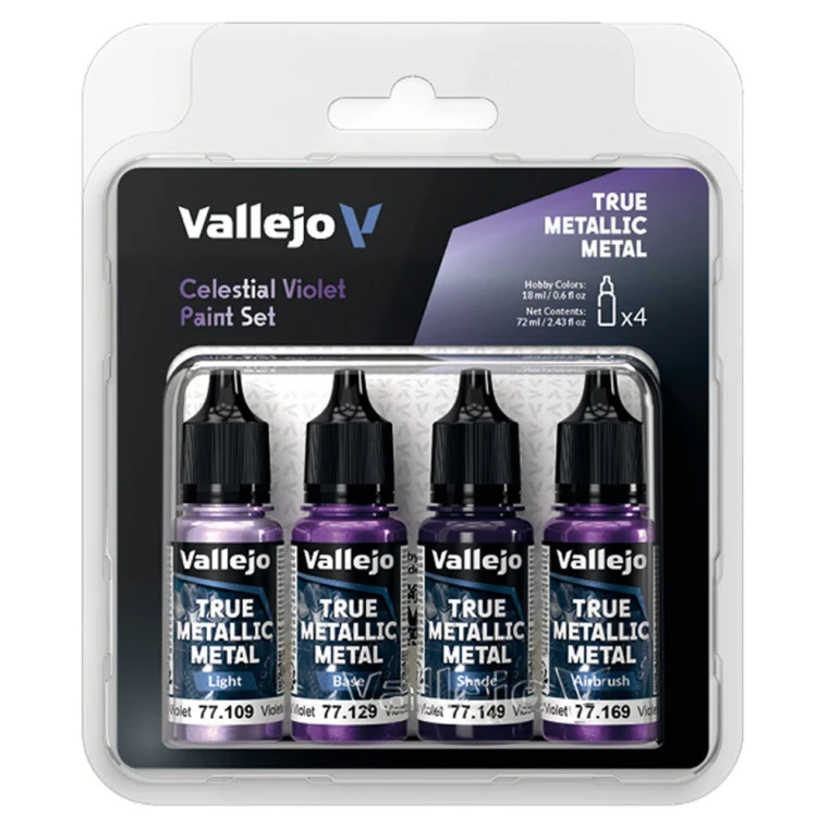 Vallejo True Metallic Metal Celestial Violet Paint Set (4 x 18ml)
