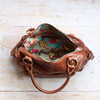 Hampton Leather  Zip Pocket Handbag, Distressed Brown