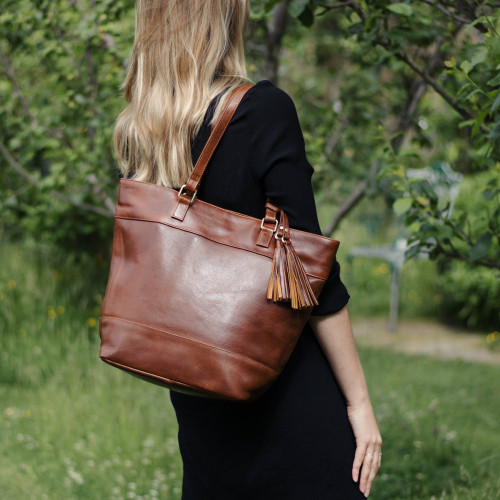 Harlow Leather Shoulder Bag, Tan - The Leather Store