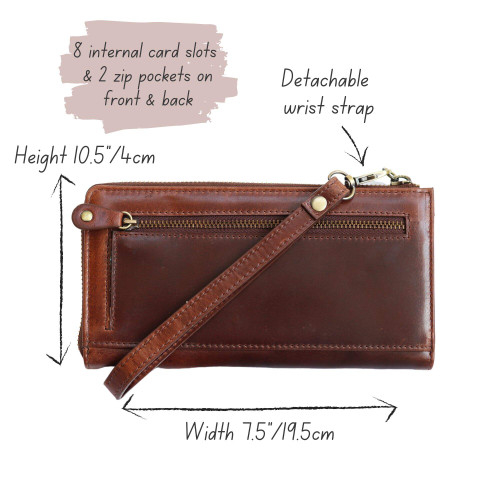Leather Handbag Tassel, Dark Brown