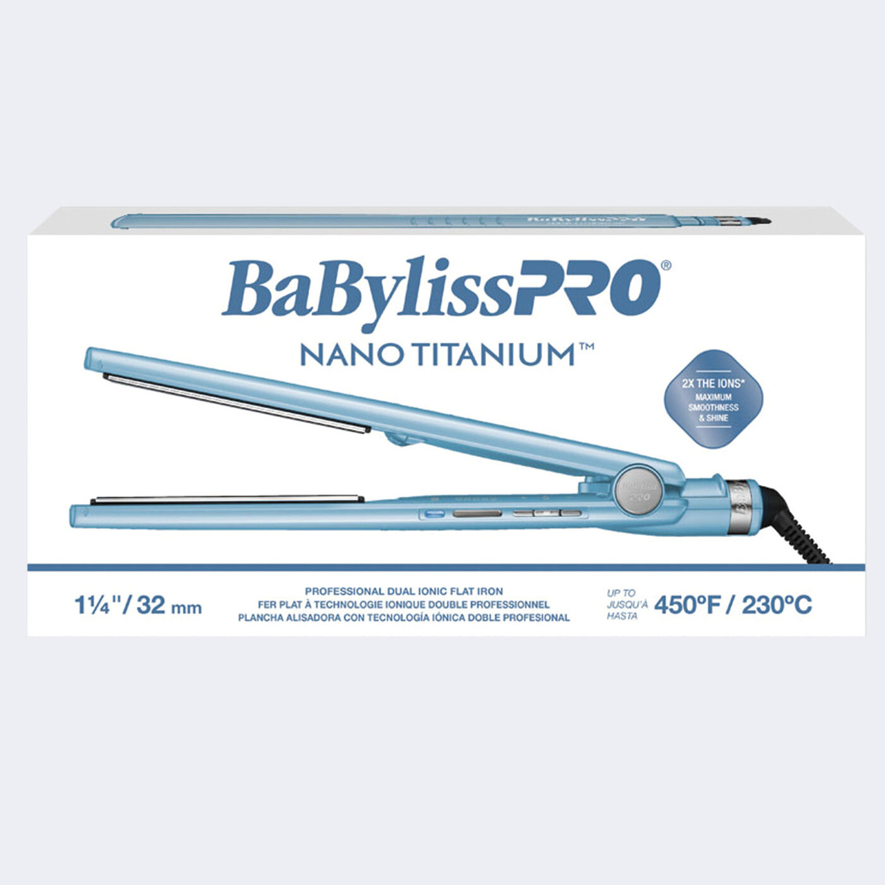 BaBylissPRO Nano Titanium Dual Ionic Flat Iron 1/4