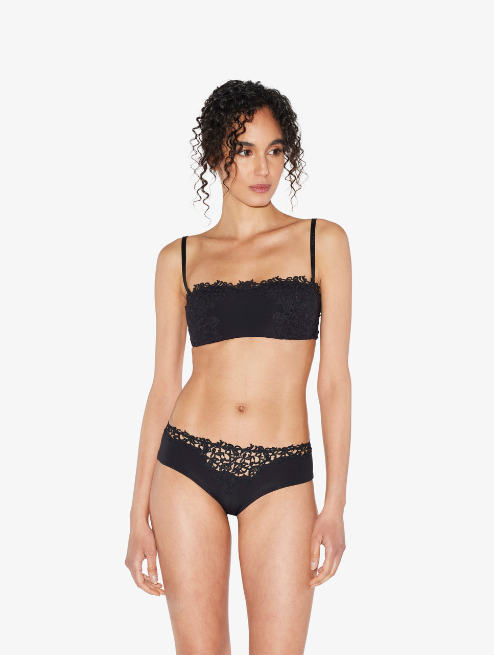 Black hipster briefs with macramé - La Perla - Euro