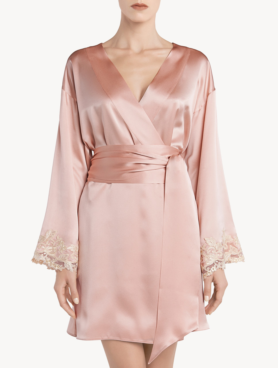Pink silk robe near me clearance