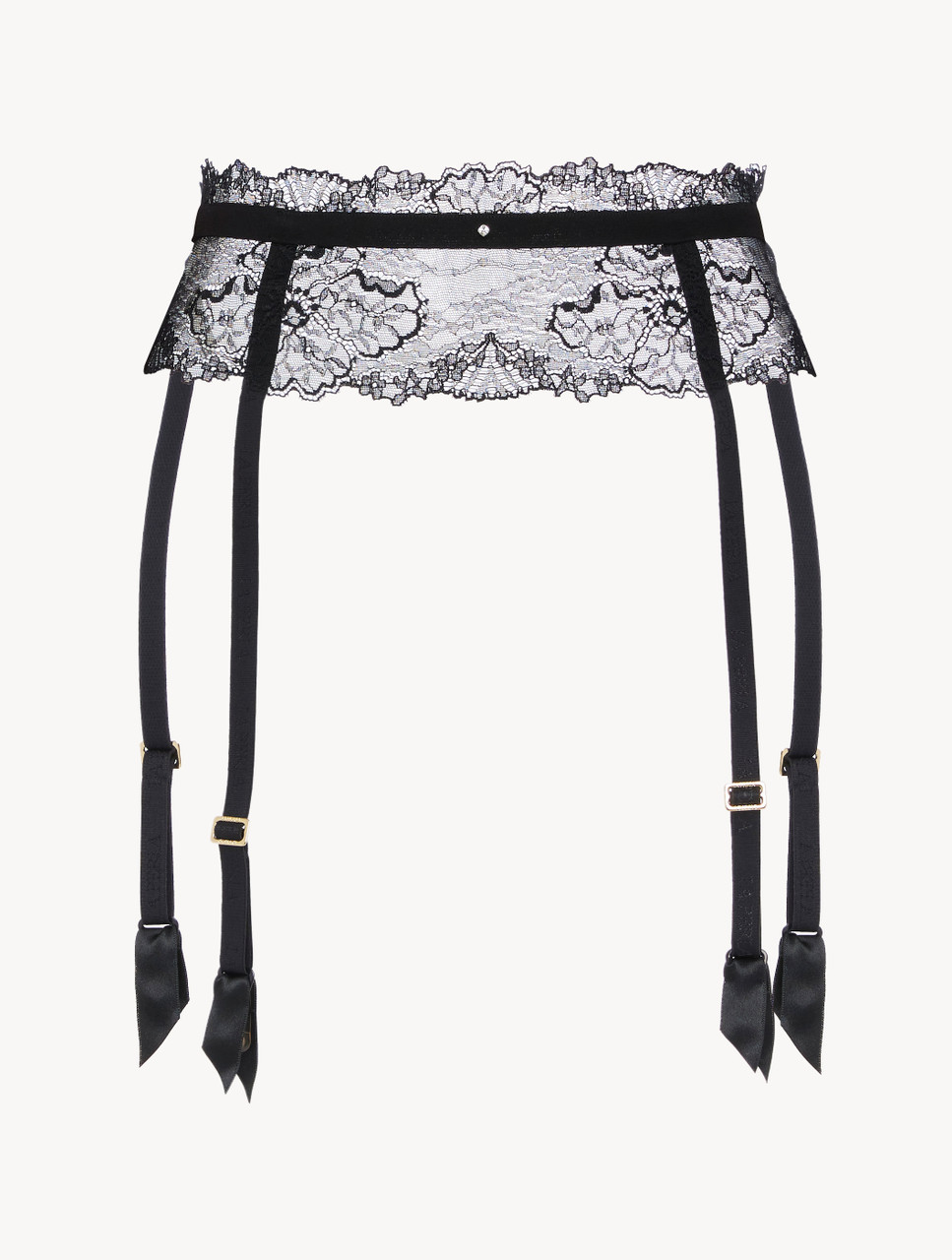 Suspender Belt in Black with Leavers Lace La Perla