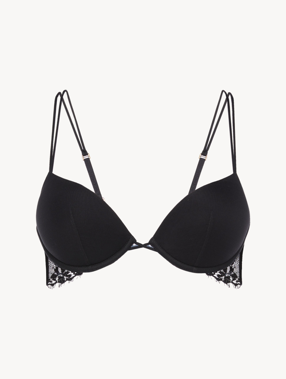 Luxury Padded Push-Up Bra in Black with Lace