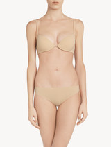 Latte-coloured underwired padded push-up bra_1