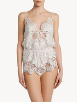 Playsuit in off-white silk with Leavers lace_1