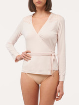 Long-sleeved wrap top in pink_1